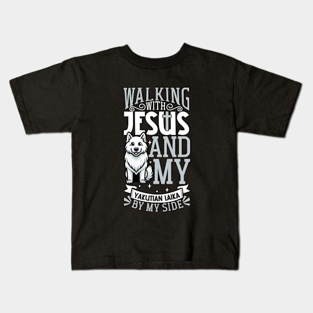 Jesus and dog - Yakutian Laika Kids T-Shirt by Modern Medieval Design